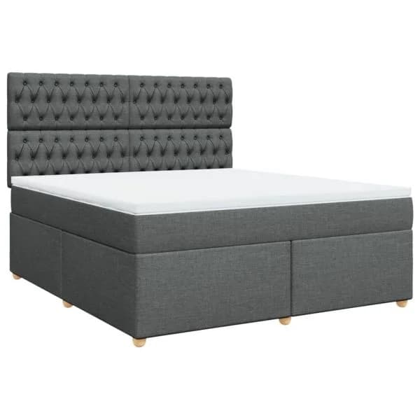 vidaXL Cama com Molas/colchão 180x200 cm Tecido Cinzento-escuro - 1635499769
