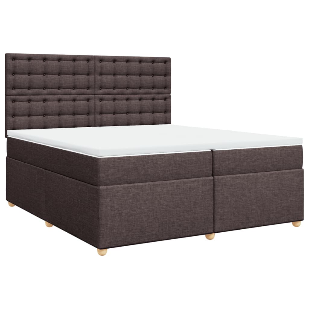 vidaXL Cama com Molas/colchão 200x200 cm Tecido Castanho-escuro - 2875678272
