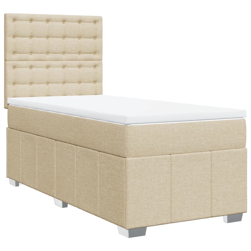 vidaXL Cama com Molas/colchão 90x190 cm Tecido Cor Creme - 665474118