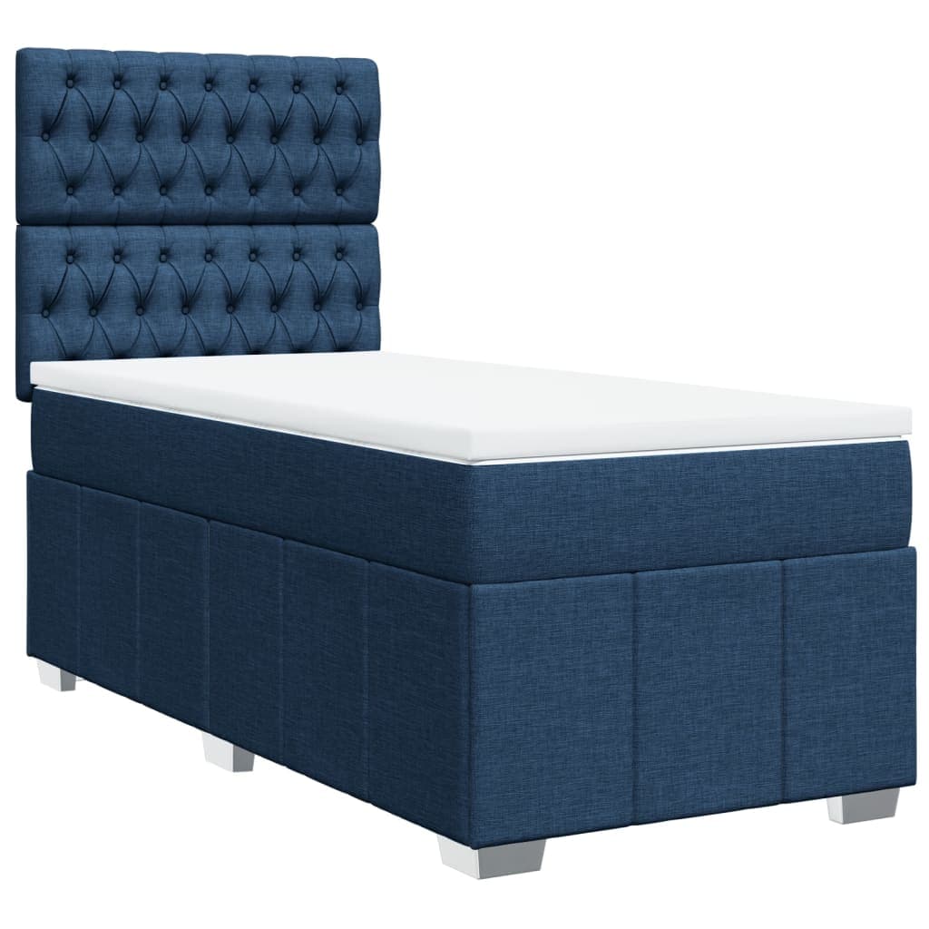 vidaXL Cama com Molas/colchão 100x200 cm Tecido Azul - 2449746443