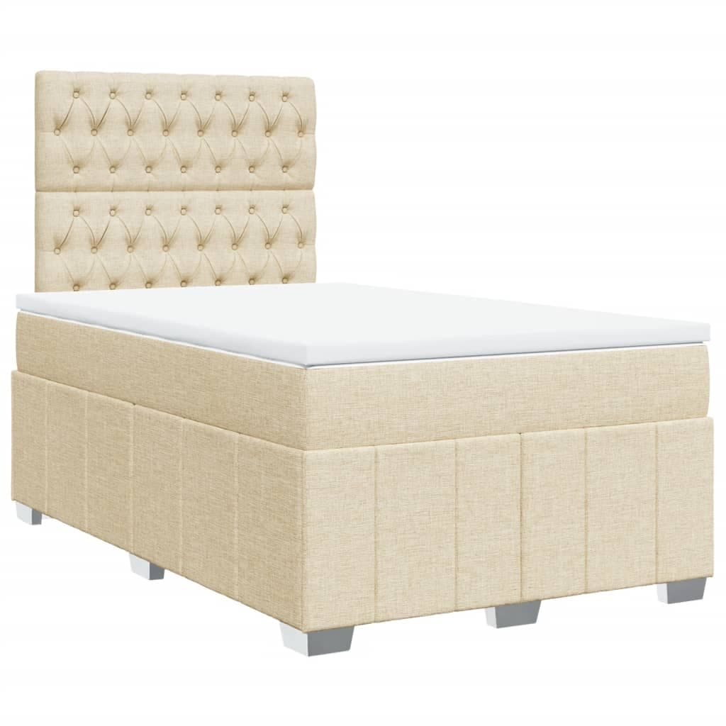 vidaXL Cama com Molas/colchão 120x200 cm Tecido Cor Creme - 1434853008