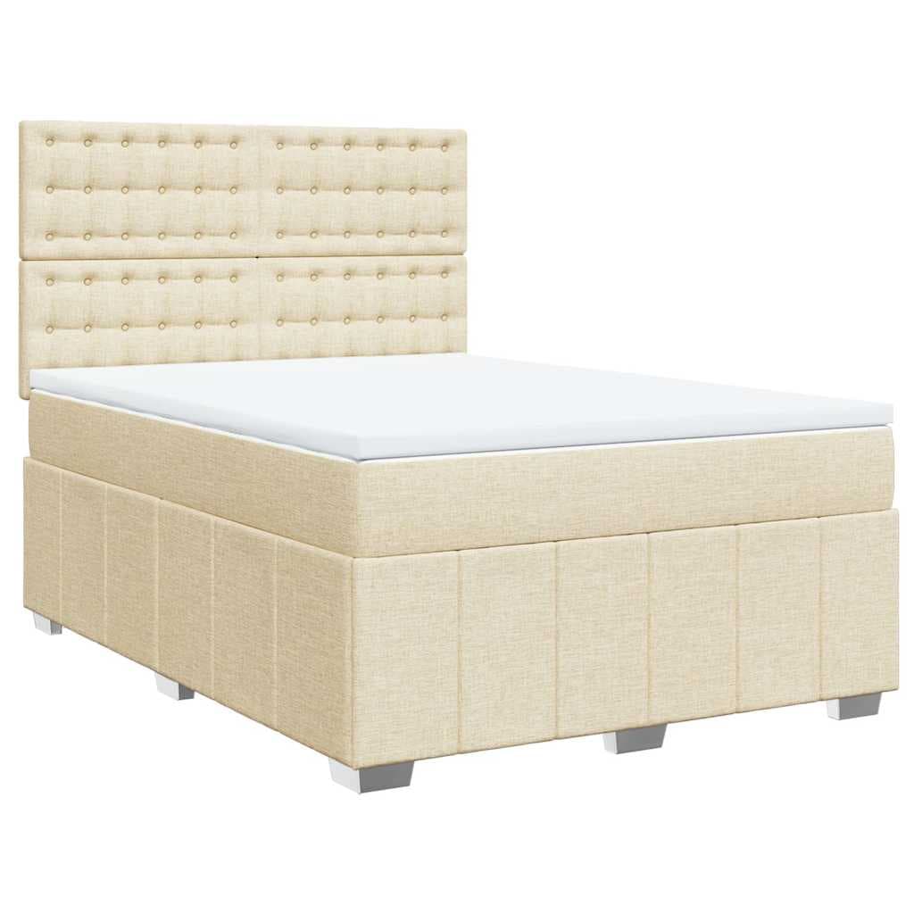 vidaXL Cama com Molas/colchão 140x190 cm Tecido Cor Creme - 2304353555