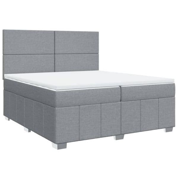 vidaXL Cama com Molas/colchão 200x200 cm Tecido Cinza-claro - 4140633012