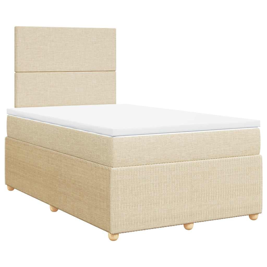 vidaXL Cama com Molas/colchão 120x200 cm Tecido Cor Creme - 4236758911