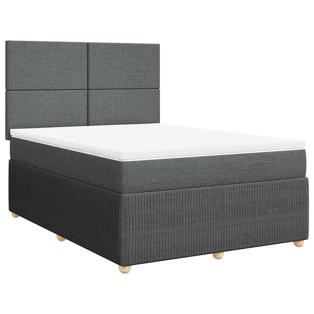 vidaXL Cama com molas/colchão 160x200 cm tecido cinzento-escuro