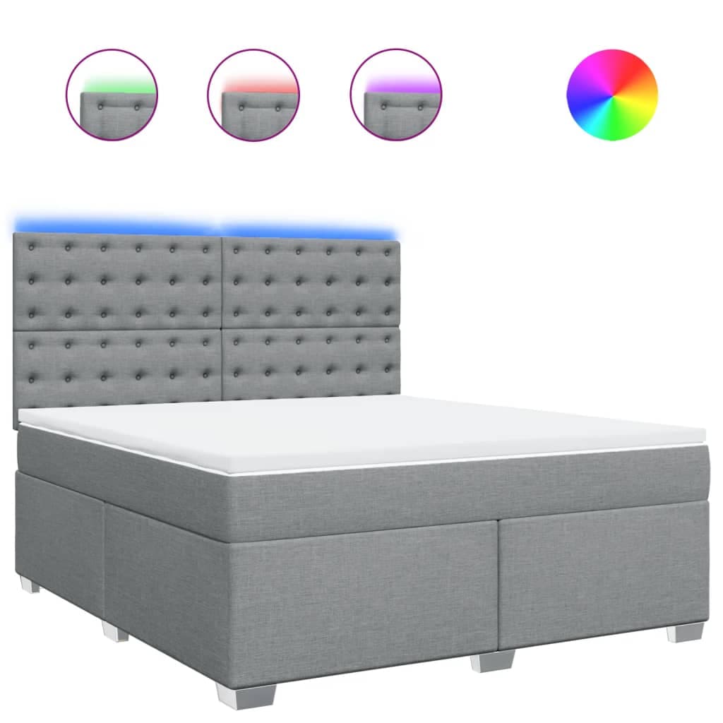 vidaXL Cama com molas/colchão 180x200 cm tecido cinzento-claro
