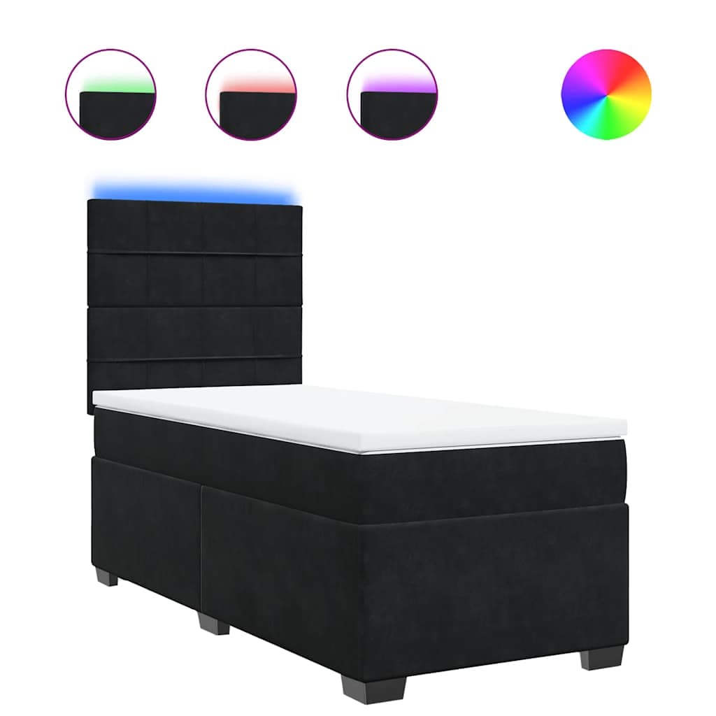 vidaXL Cama com molas/colchão 80x200 cm veludo preto