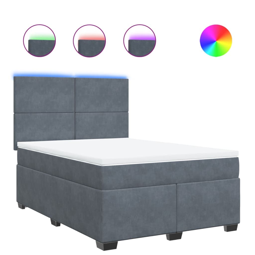 vidaXL Cama com Molas/colchão 160x200 cm Veludo Cinzento-escuro - 524178368