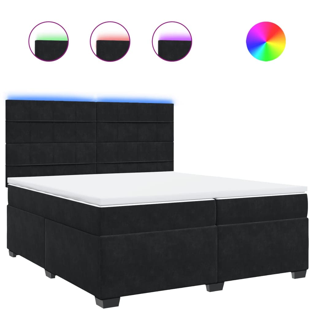 vidaXL Cama com Molas/colchão 200x200 cm Veludo Preto - 69304398
