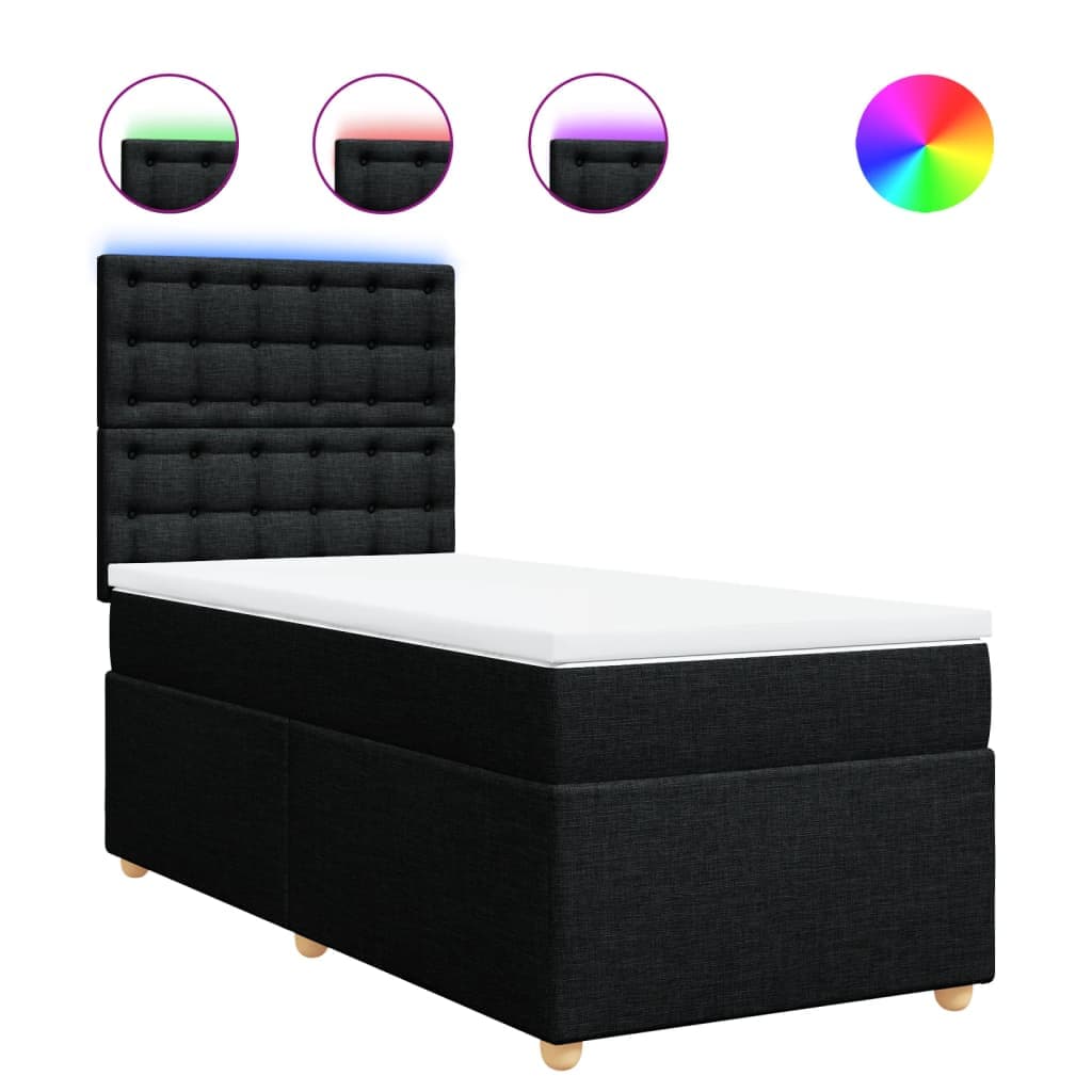 vidaXL Cama com molas/colchão 80x200 cm tecido preto