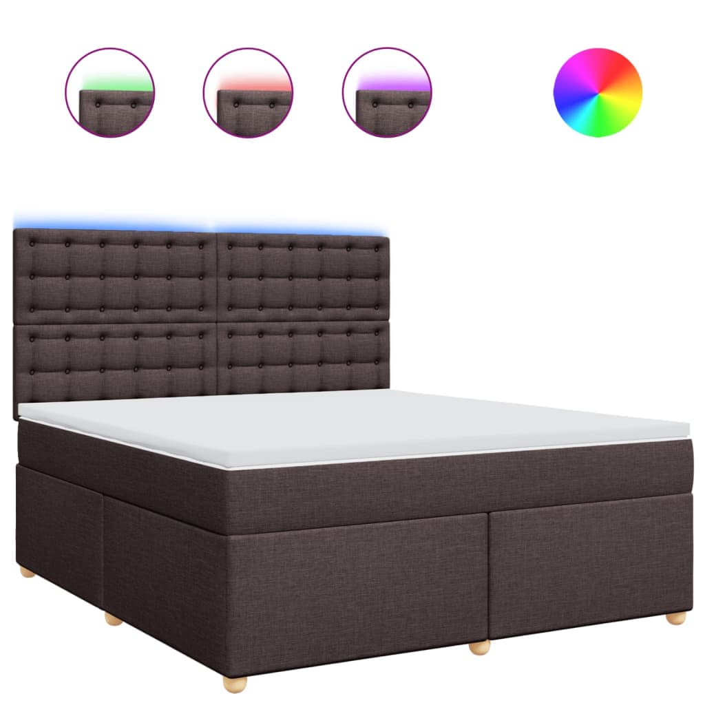 vidaXL Cama com molas/colchão 180x200 cm tecido castanho-escuro