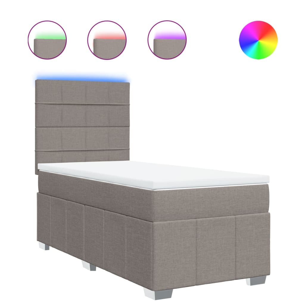 vidaXL Cama com molas/colchão 90x200 cm tecido castanho-acinzentado
