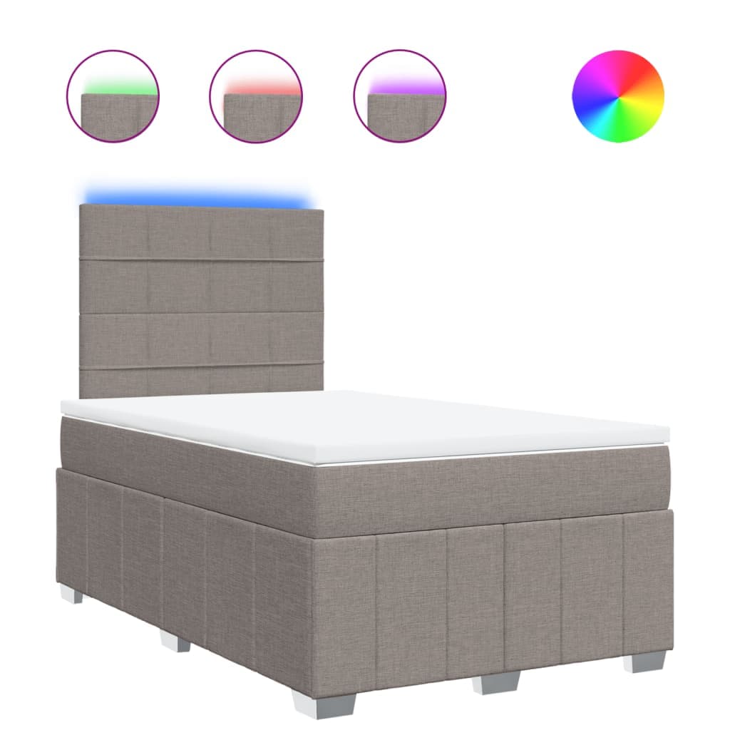 vidaXL Cama Boxspring com Colchão 120x190cm Tecido Castanho-acinzentado - 1623703638