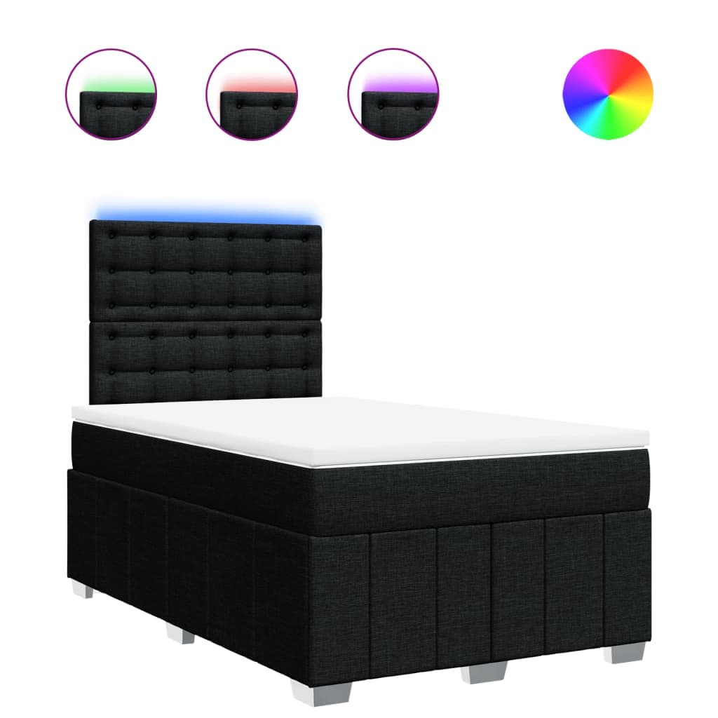 vidaXL Cama com Molas/colchão 120x200 cm Tecido Preto - 78316882