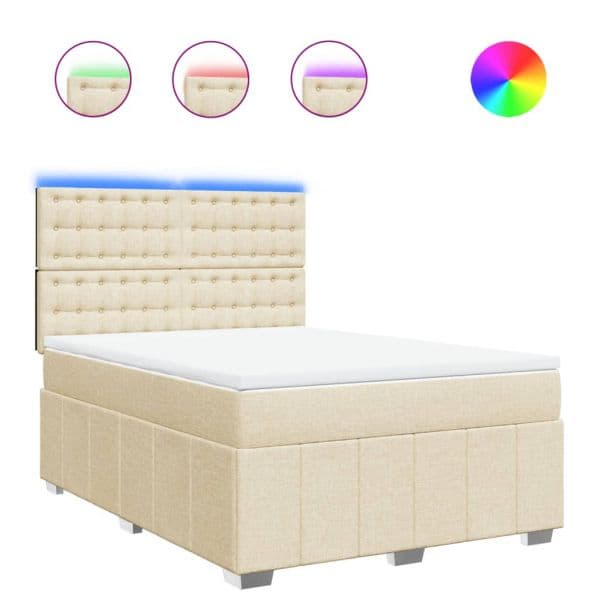 vidaXL Cama com Molas/colchão 140x200 cm Tecido Cor Creme - 2244408310