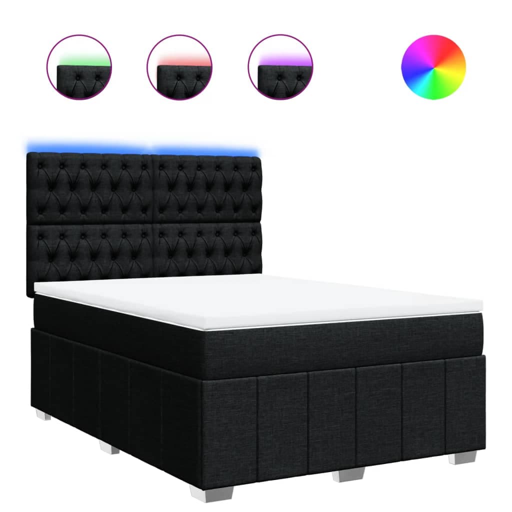 vidaXL Cama com molas/colchão 160x200 cm tecido preto