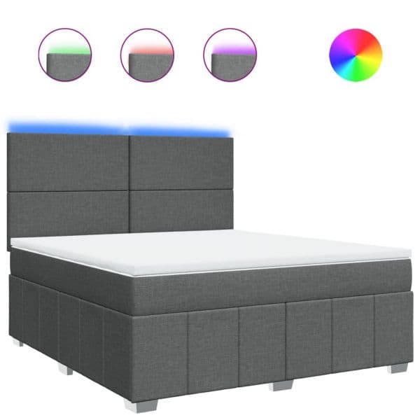 vidaXL Cama com Molas/colchão 180x200 cm Tecido Cinzento-escuro - 2411083557