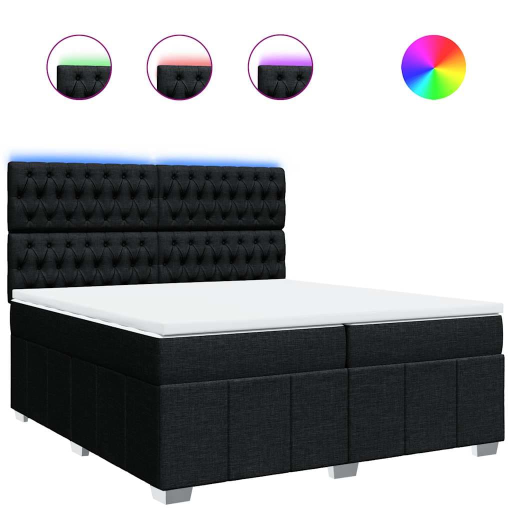 vidaXL Cama com Molas/colchão 200x200 cm Tecido Preto - 1399426214