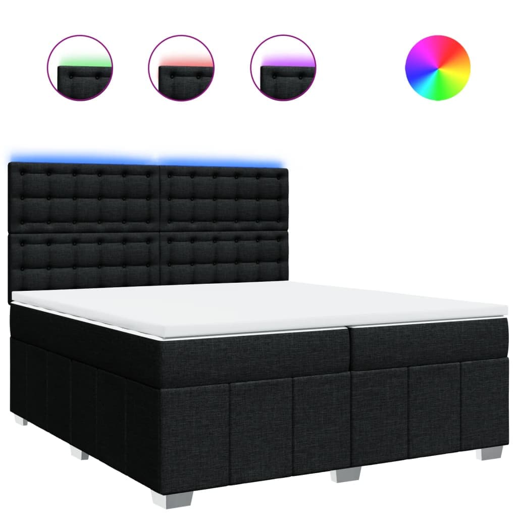 vidaXL Cama com molas/colchão 200x200 cm tecido preto