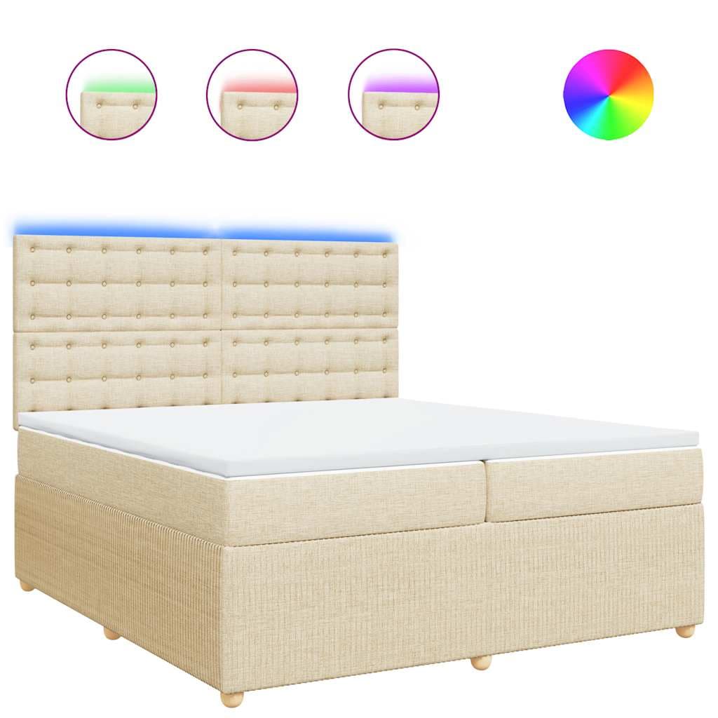 vidaXL Cama com Molas/colchão 200x200 cm Tecido Cor Creme - 3171123535