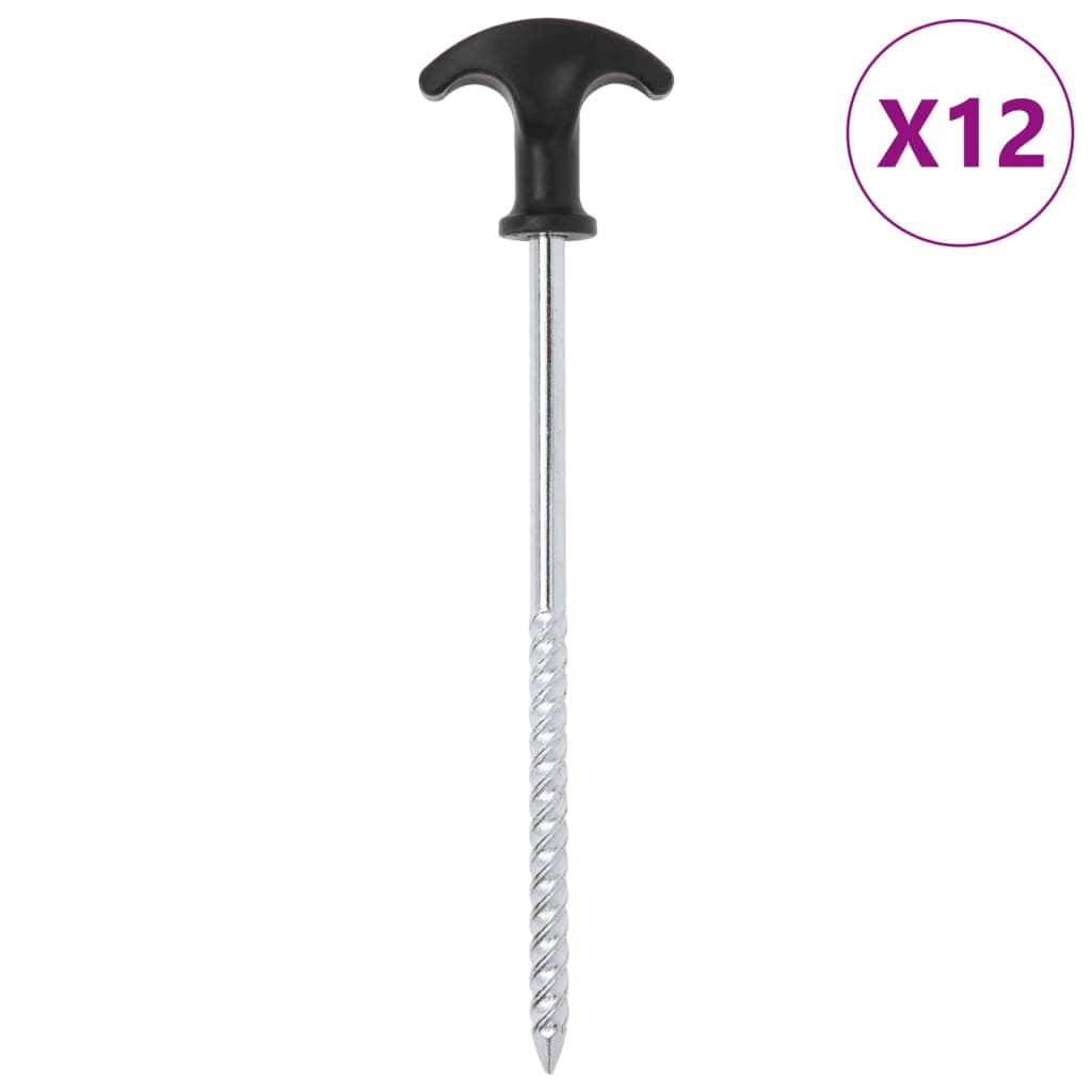 vidaXL Estacas para tenda 12 pcs 20 cm Ø7 mm aço galvanizado