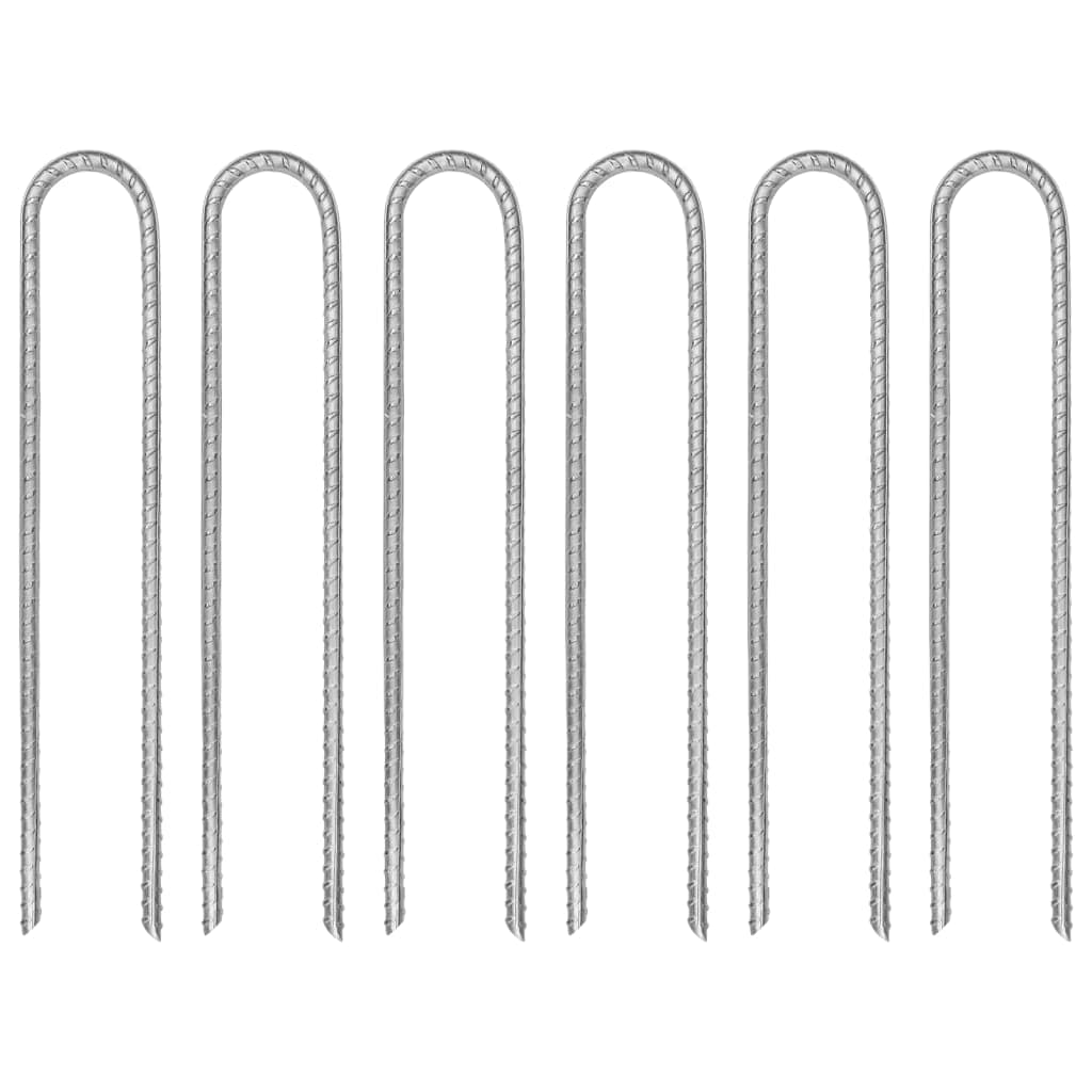 vidaXL Estacas p/ tenda 6 pcs forma de U 30 cm Ø7 mm aço galvanizado