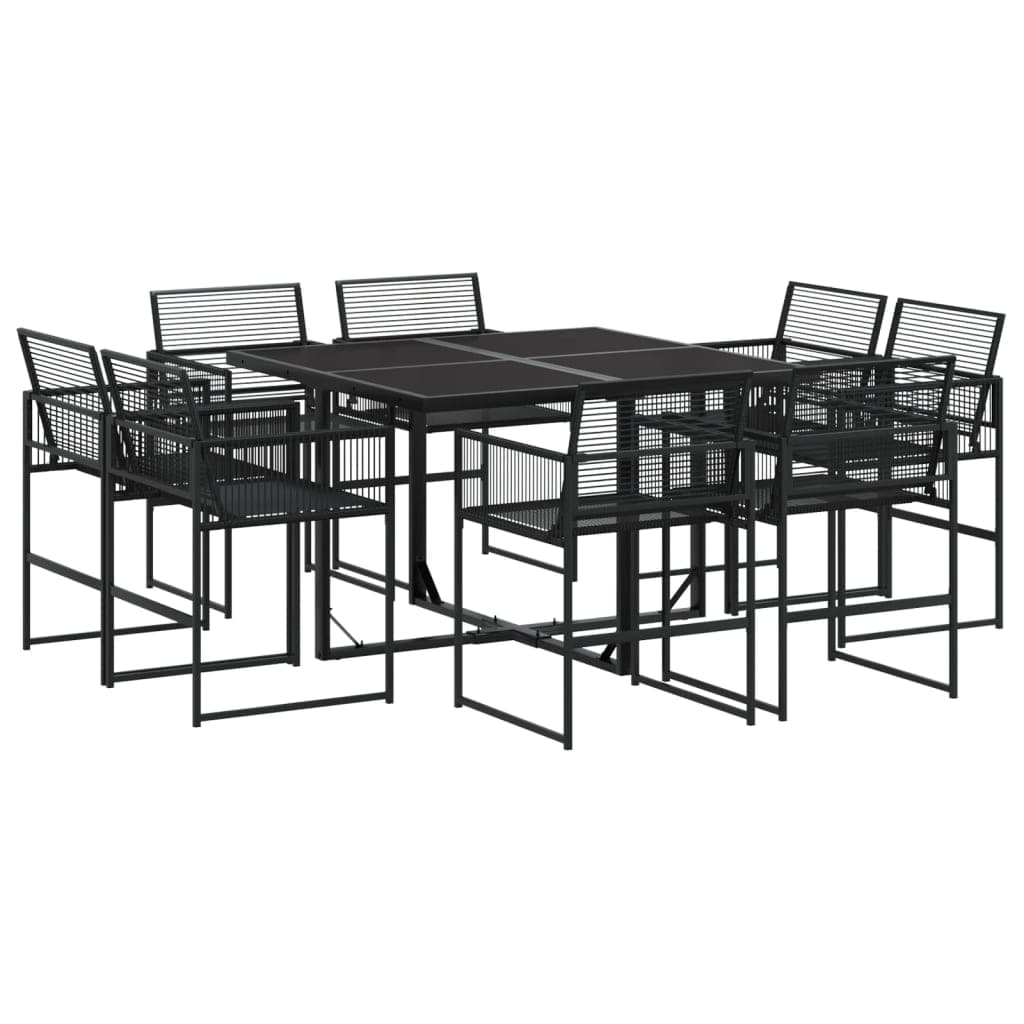 vidaXL 9 pcs conjunto de jantar para jardim vime PE preto