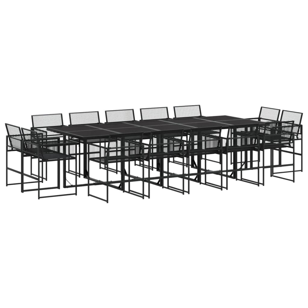 vidaXL 15 pcs conjunto de jantar p/ jardim vime PE preto