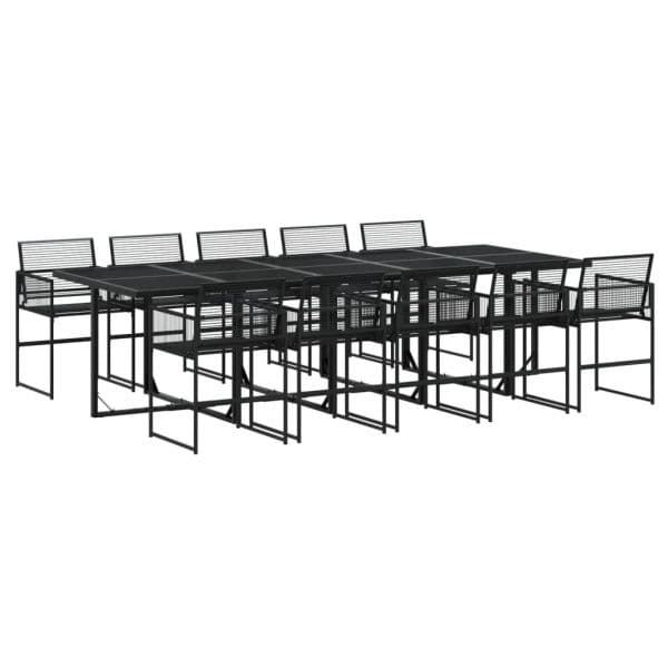 vidaXL 11 Peças Conjunto de Jantar para Jardim Vime Pe Preto - 772890881