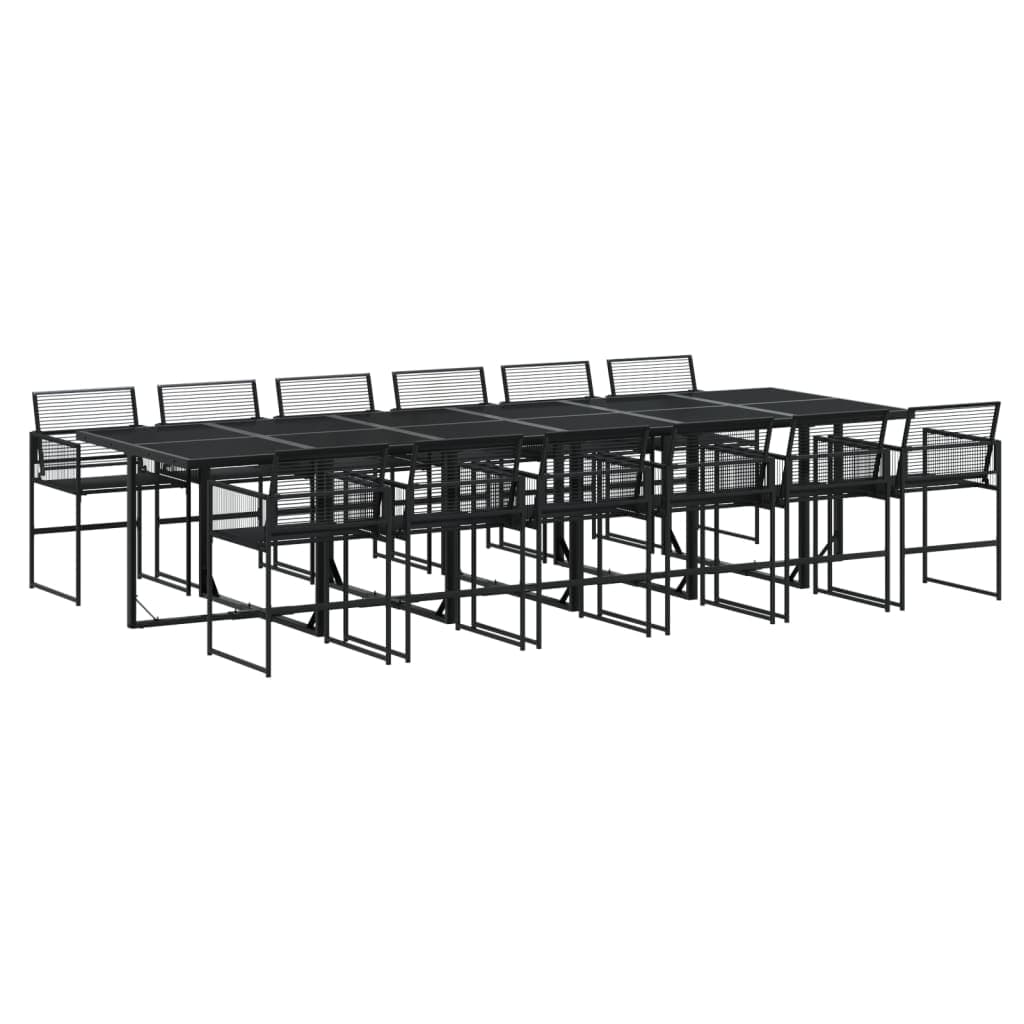 vidaXL 13 pcs conjunto de jantar p/jardim vime PE preto