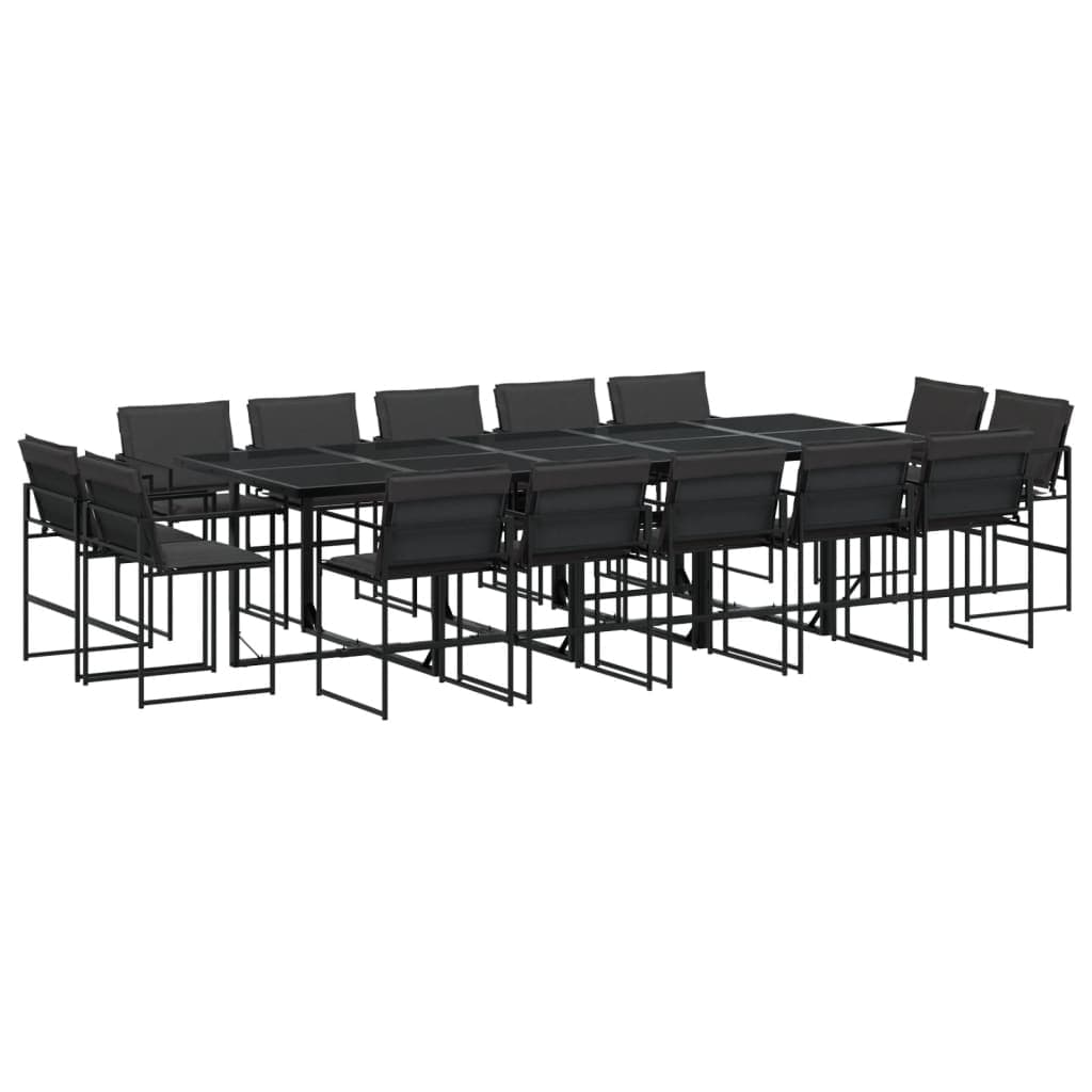 vidaXL 15 pcs conj. de jantar p/ jardim c/ almofadões textilene preto