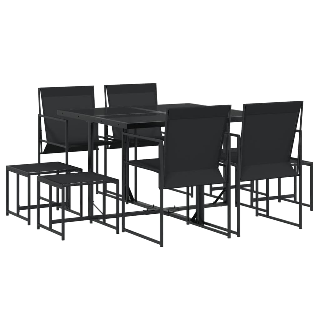 vidaXL 9 pcs conjunto de jantar para jardim textilene preto