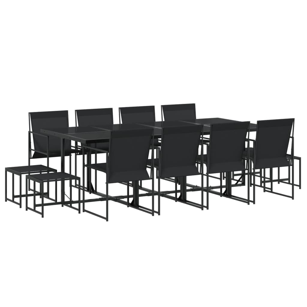 vidaXL 13 pcs conjunto de jantar para jardim textilene preto