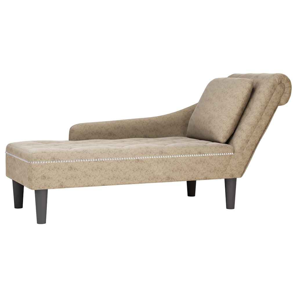 Sofá vidaXL Chaise Lounge com Almofada/apoio Braços Direito Couro Artificial - 113825728
