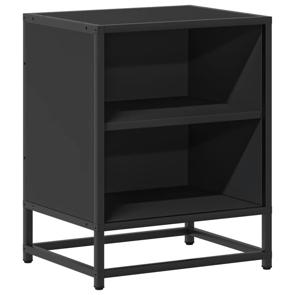 vidaXL Mesa de cabeceira 40x31x50cm derivados de madeira preto e metal