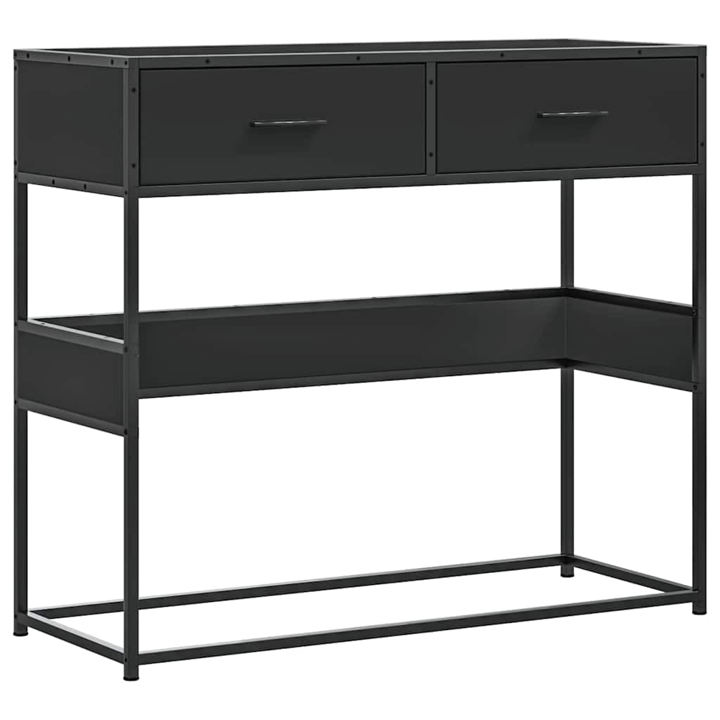 vidaXL Mesa Consola 90x35x80 cm Derivados de Madeira Preto - 1892612996