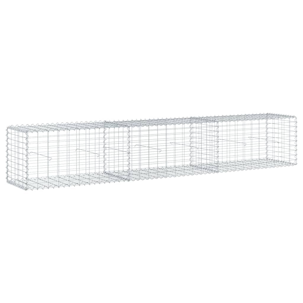 vidaXL Cesto gabião com cobertura 300x50x50 cm ferro galvanizado