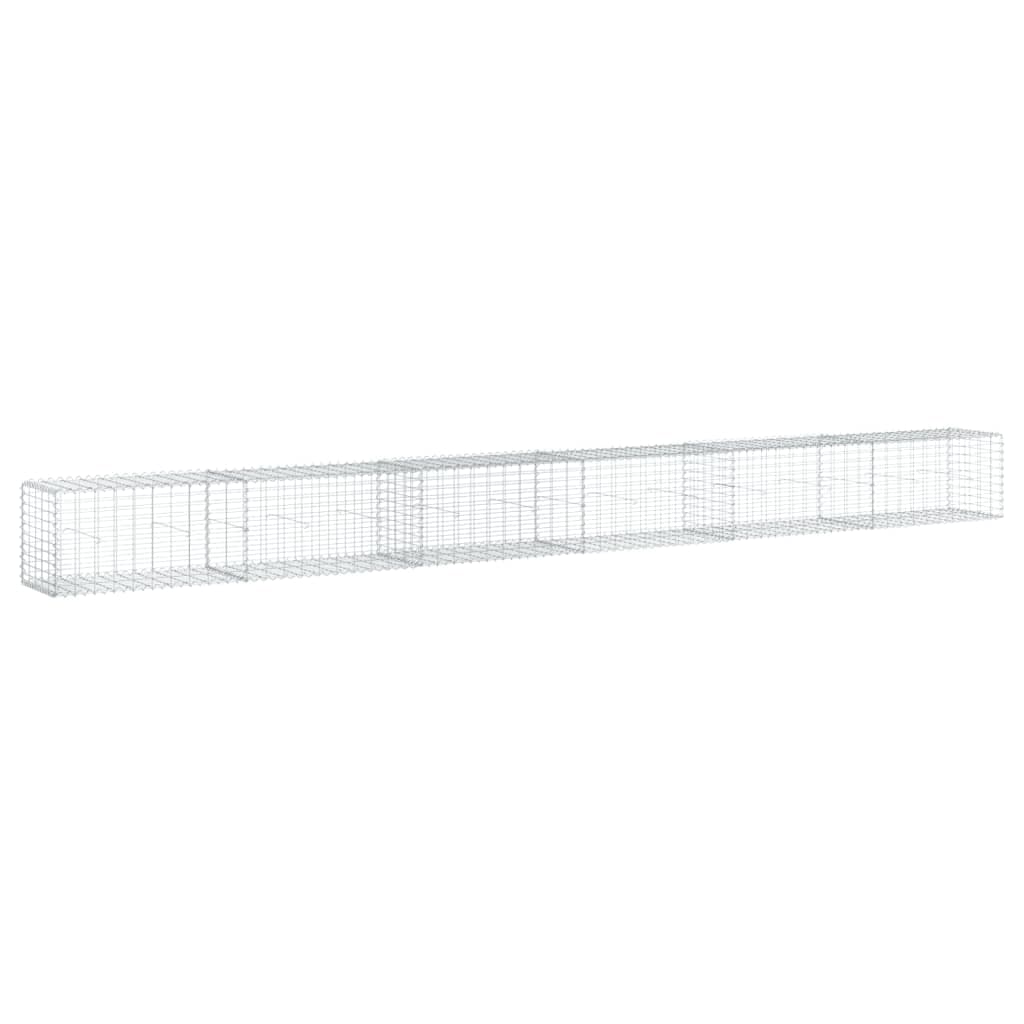 vidaXL Cesto gabião com cobertura 600x50x50 cm ferro galvanizado