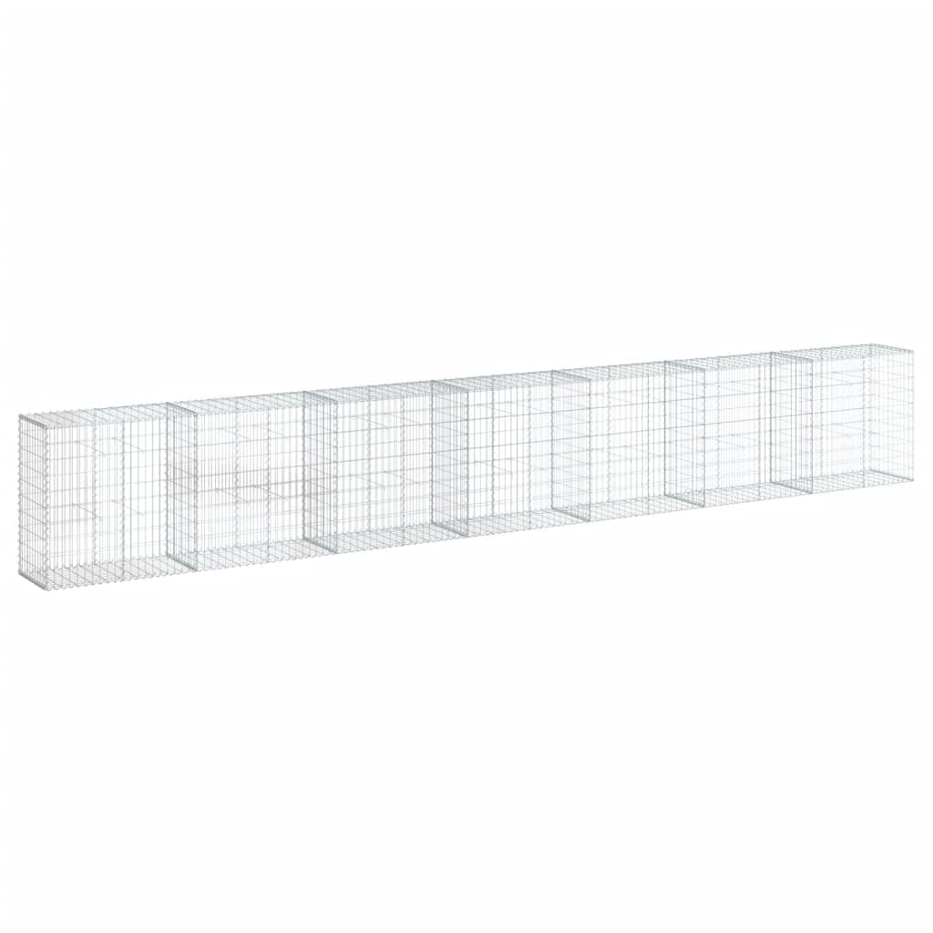 vidaXL Cesto gabião com cobertura 700x50x100 cm ferro galvanizado