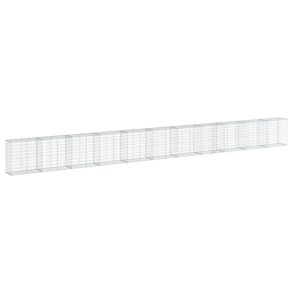 vidaXL Cesto gabião com cobertura 1100x50x100 cm ferro galvanizado