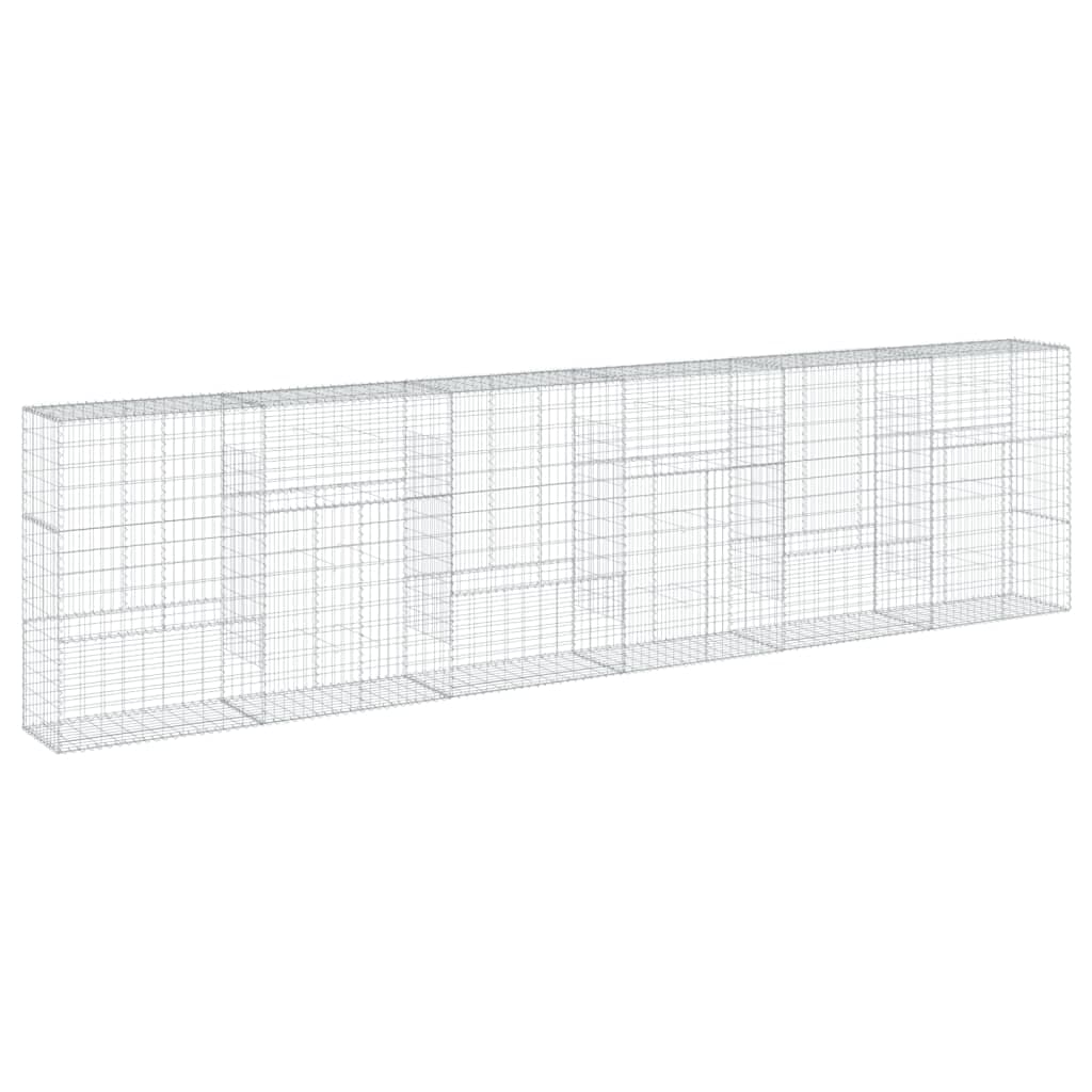 vidaXL Cesto gabião com cobertura 600x50x150 cm ferro galvanizado