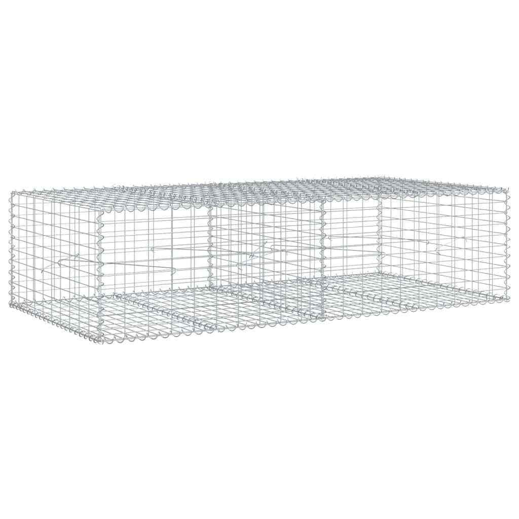 vidaXL Cesto gabião com cobertura 200x100x50 cm ferro galvanizado