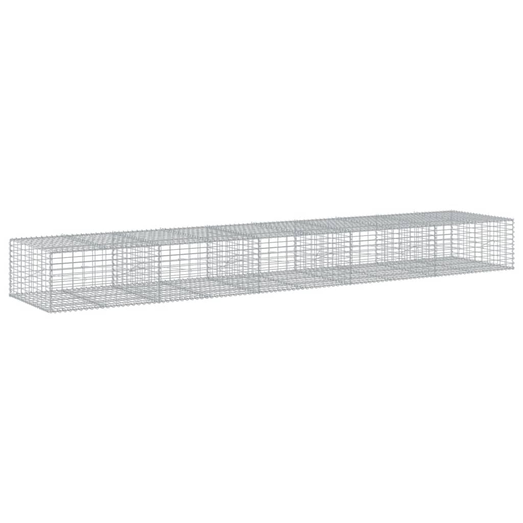 vidaXL Cesto gabião com cobertura 500x100x50 cm ferro galvanizado