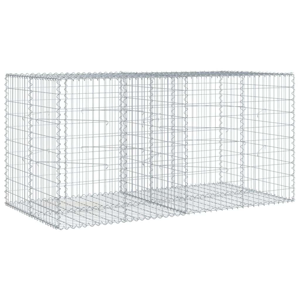 vidaXL Cesto gabião com cobertura 200x100x100 cm ferro galvanizado