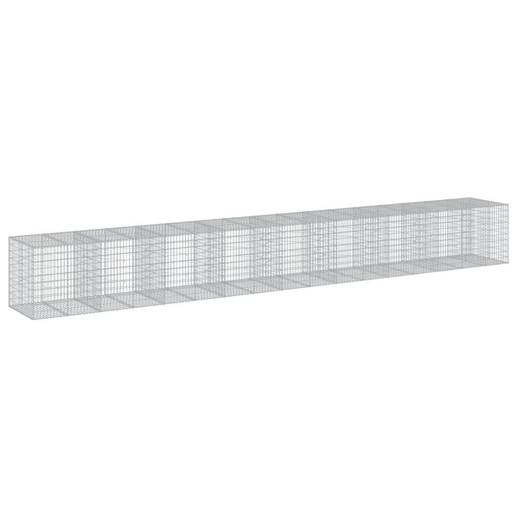 vidaXL Cesto gabião com cobertura 950x100x100 cm ferro galvanizado