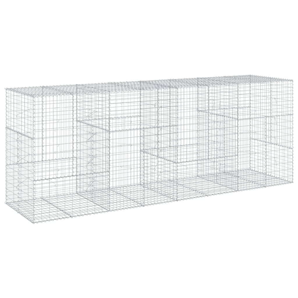 vidaXL Cesto gabião com cobertura 400x100x150 cm ferro galvanizado