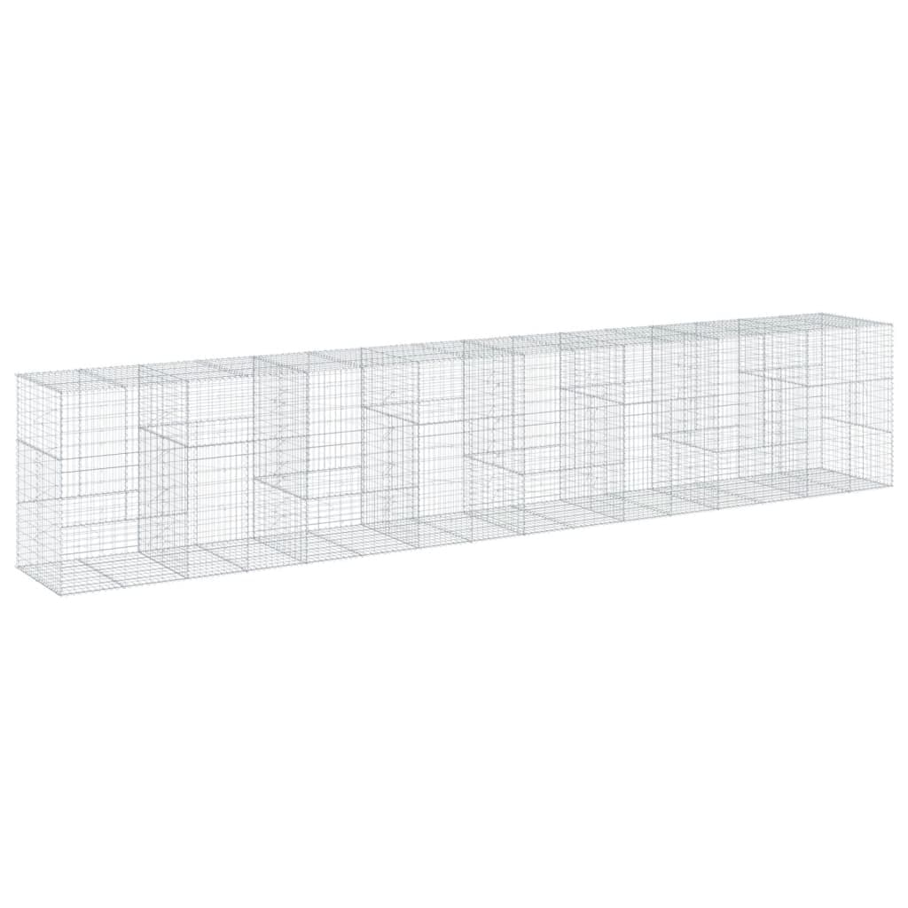 vidaXL Cesto gabião com cobertura 800x100x150 cm ferro galvanizado