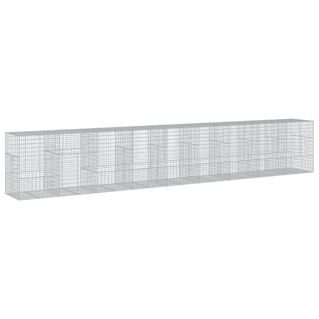 vidaXL Cesto gabião com cobertura 900x100x150 cm ferro galvanizado