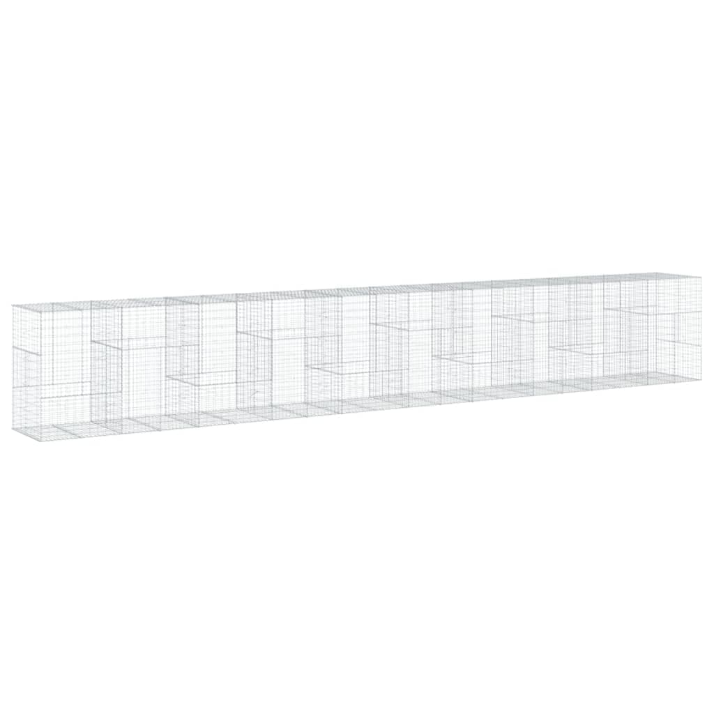 vidaXL Cesto gabião com cobertura 1000x100x150 cm ferro galvanizado