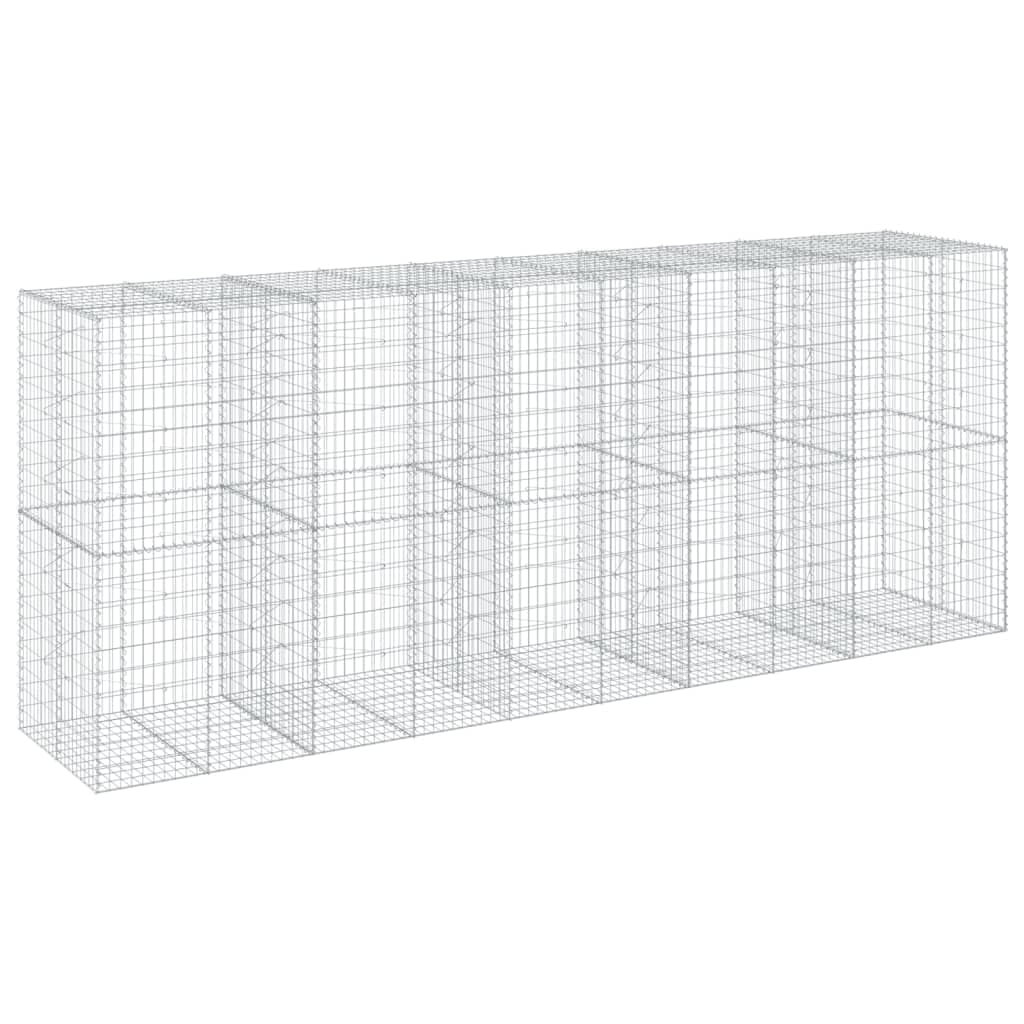 vidaXL Cesto gabião com cobertura 500x100x200 cm ferro galvanizado